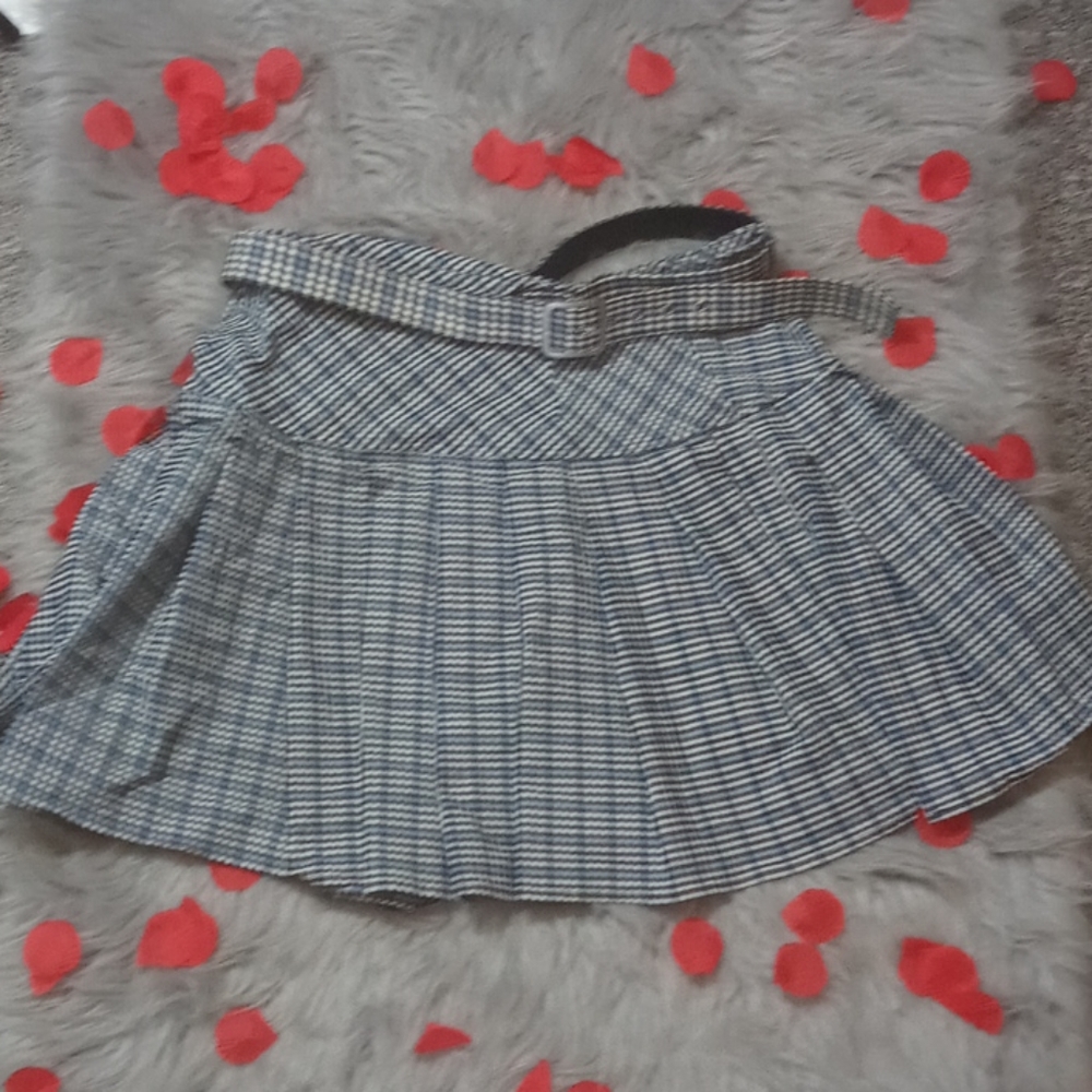 Blue plaid skirt